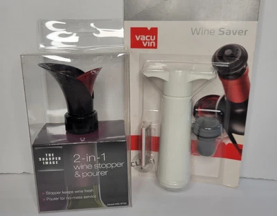 $15.99 • Buy Vacu Vin Wine Saver Pump With Stopper, White, Also 2-In-1 Stopper Pourer Black