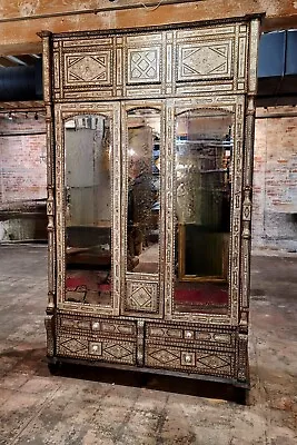 19th Century Antique Middle Eastern Syrian Mother-of-Pearl Inlay Armoire • $15500