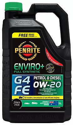 Penrite Enviro+ G4 0W-20 Engine Oil 5L - EPLUSG4FE005 • $128.65