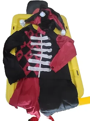 Spirit Halloween Child LARGE Unisex Red Evil Jester Clown Costume W/ Hat • $20