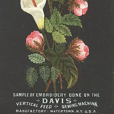 Davis Vertical Feed Sewing Machine Trade Card Hotel Boylston Building Boston MA • $29.99