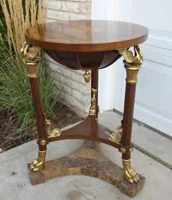 Maitland - Smith Empire Acorn Top Brass Swan Claw Feet Accent Table • $1825