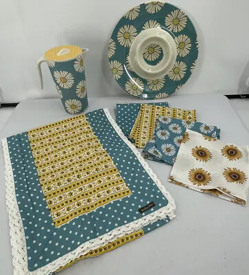 Matilda Jane Enchanted Garden Party Lot Pitcher Platter Table Runner & Napkins • $75