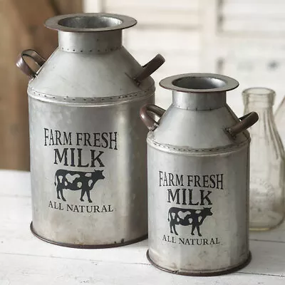 Rustic Milk Cans In Galvanized Metal - 2 • $49.40