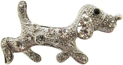 £6.99 • Buy Silver Crystal Sausage Dog Brooch Dachshund Brooch Dog Brooch Puppy Brooch New