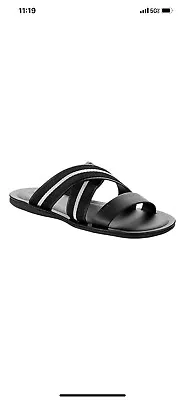 NWT Bally Bonks Fabric & Leather Men's Sandals In Bally Black  Size 12 • $220