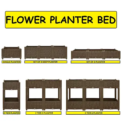 Garden Planter Raised Flower Bed Plant Pot Window Vegetable Herb Box Tray Frame • £21.99