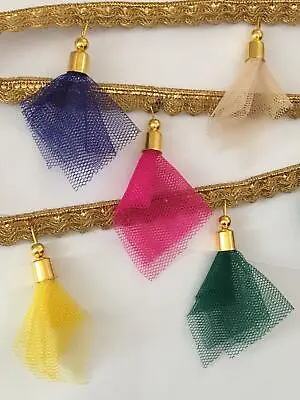 1x Yard Multi Colour Drop Net Tassel Braided Ribbon Lace Craft Trim Sewing Decor • £3.99