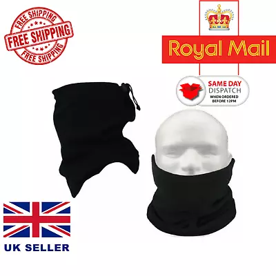 Mens Ladies Black Neck Warmer Thermal Polar Fleece Face Mask Tube Ski Balaclava  • £2.99