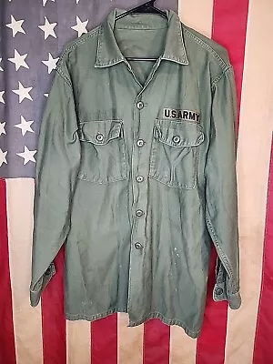 Vintage Vietnam Era Shirt Mens US Army OG-107 Sateen Fatigue 9703 • $50