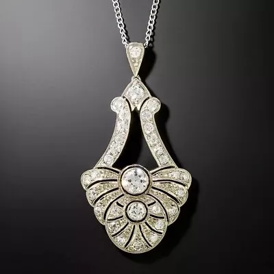 Vintage Art Deco Style 2.45Ct Lab Created Diamond 14k White Gold Finish Pendants • $80.15