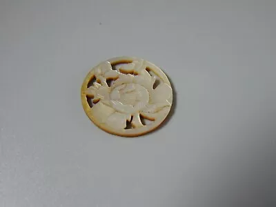 19th CENTURY CHINESE MOTHER OF PEARL MOP HAND CARVED & PIERCED GAMING COUNTER • $11.57