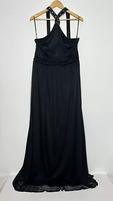 City Chic Plus Size S 16 Womens Dress Black Embellished Halter Neck Evening Maxi • $39.99