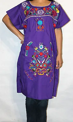 Assorted Knee-Length Peasant Tunic Embroidered Mexican Dress  • $25.99