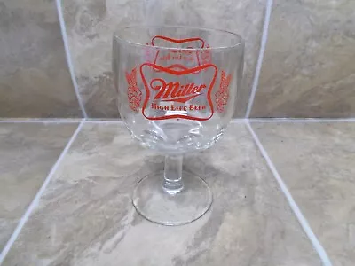 Vintage Miller High Life Beer Glass Goblet Thumbprint Logo Bar • $10