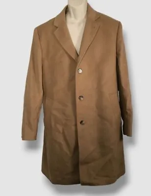 $497 Ralph Lauren Men's Beige Wool Cashmere Luther Overcoat Jacket Size 44R • $138.78