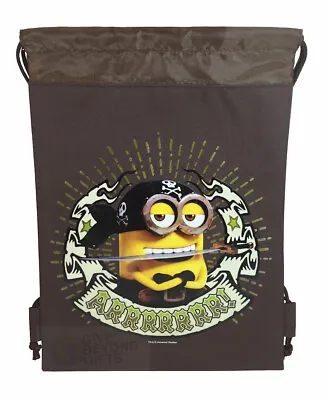 Dreamworks Minions Drawstring Theme Park Tote Bag School Backpack Gym Bag Brown • $6.99