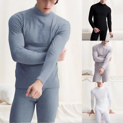 2pcs/Set Men Wool Blend Long Sleeve Thermal Tops Long Pants Soft Underwear 2023 • $22.43