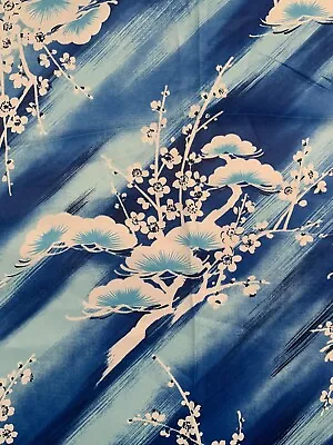 Bangin’ Vintage 70s Japanese Theme Cherry Blossom Floral Polyester Fabric 60x45” • $39.99