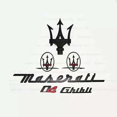 For Maserati Emblem Ghibli Q4 Grille Trident Side Logo Matte Black Badge Sticker • $79.98