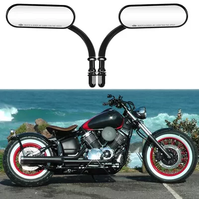 Motorcycle Black Oval Rear View Mirrors For Yamaha V-Star XVS650 XVS1100 Custom • $49.11