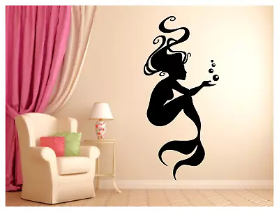 Mermaid Silhouette Vinyl Wall Decal Sticker 15.5 X34  Choice Of Color • $24.79