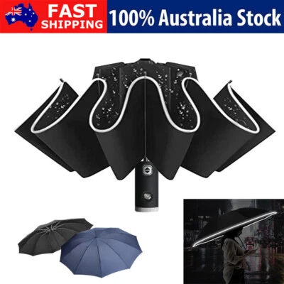 $19.90 • Buy Automatic Compact Travel Rain Umbrella Windproof Portable Umbrella W/ Light LED