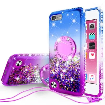 $11.98 • Buy For IPod Touch 5 6 7th Generation Cute Liquid Glitter Bling Phone Case Kickstand