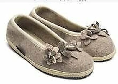 £88.25 • Buy HAFLINGER Slippers Ballerina Marina Bluten 623317 Boiled Wool Flowers Beige