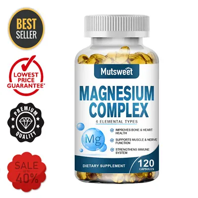 Magnesium Complex Natural Anti AnxietyStress Relief Supplement 500mg - 120Caps • $13.99