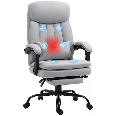 Vinsetto Microfibre Vibration Massage Office Chair With Heat Pillow Grey • £116.99