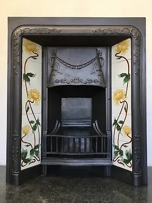 Original Restored Antique Cast Iron Edwardian Tiled Insert Fireplace (LG212) • £580