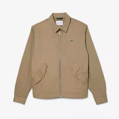 Lacoste Men's Short Zippered Organic Cotton Gabardine Harrington Jacket Size 46 • £99.99