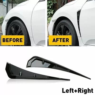 Pair Glossy Black Car Exterior Side Fender Vent Air Wing Cover Trim Accessories • $13.99