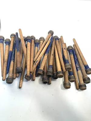 Wood Bobbins Spools Wooden Industrial Style Spindles 8.75  Wooden Quills Lot-30: • $45