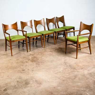 Mid Century Modern Dining Chairs Set 6 Broyhill Back Green Lenoir Chair Brasilia • $1348.98