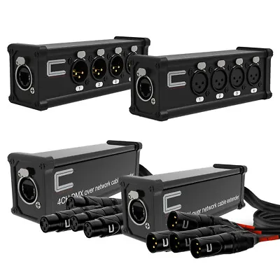 4 Channel 3-Pin XLR Male Female To Single Ethercon - Compact Cat6 Multi Network • $50.49