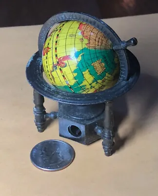 Vintage Metal/Brass Miniature World Globe Pencil Sharpener Antique Finish • $12