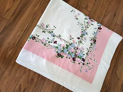 Vintage Printed Tablecloth Showing Vines With Pink Color Border • $9.99