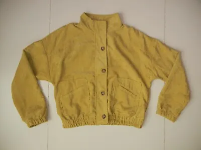 E&M COLLECTION Mustard Yellow CORDUROY JACKET Casual Cropped Lady Coat Women's M • $19.79