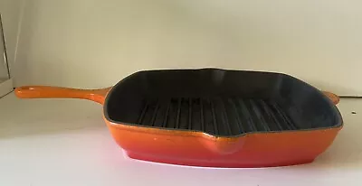 Le Creuset Cast Iron Grillit Square Frying Griddle Skillet Pan Pot 26cm Orange  • £18.76