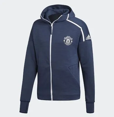Mens Adidas Manchester United Z.N.E HD Hoodie Navy Blue / White Medium • $60