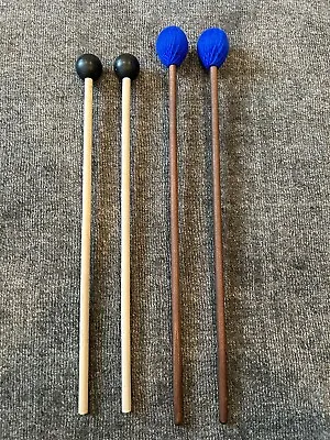 2 Pairs Of Keyboard Marimba Mallets - Med Blue Yarn & Black Rubber Bell - UNIME • $4.99