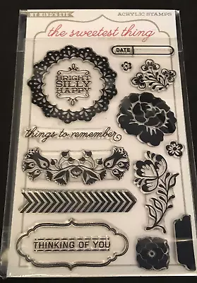 My Mind's Eye Clear Stamp Set Sweetest Think Bluebell Remember Flowers Date Etc • £4.50
