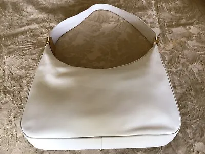 ST JOHN KNITS Leather Fashion Designer Handbag White W/ GoldTone Details • $150
