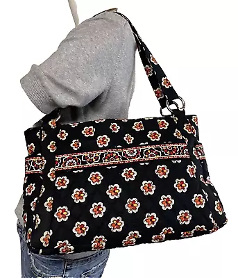 Authentic VERA BRADLEY *Pirouette* Black Floral Tote Shoulder Bag • $48