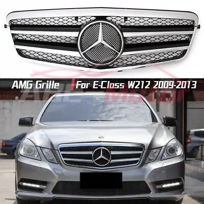 Chrome Black AMG Grille W/Emblem For Benz E-Class W212 2009-2013 E300 E400 E550 • $139