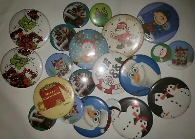 21 Mixed Christmas Lot Of Button Pins Boynton Grinch Charlie Brown And More! • $14