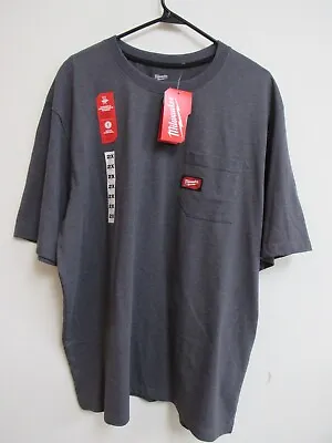 NWT Milwaukee Gray Short Sleeve Heavyweight Pocket T-Shirt 601G-2X XXL 2XL • $14.95