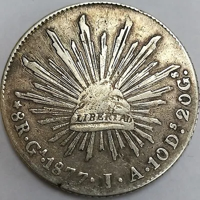 Mexico 1877 Ga JA 8 Reales Silver Crown  #70 • £45